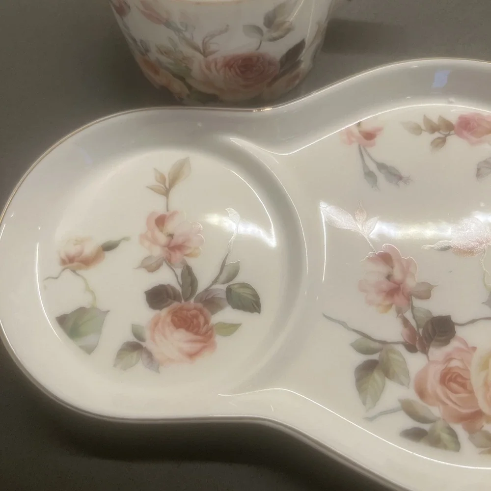 Grace Teaware Fine Porcelain Teacup & Snack Plate Magnolia &  Birds Pink New